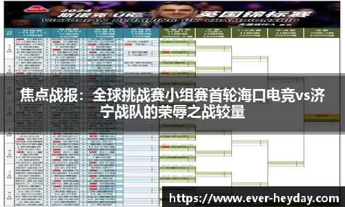 焦点战报：全球挑战赛小组赛首轮海口电竞vs济宁战队的荣辱之战较量